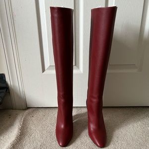 Brand New! Red Salvatore Ferragamo Antea Leather Knee-High Boots 7.5 W